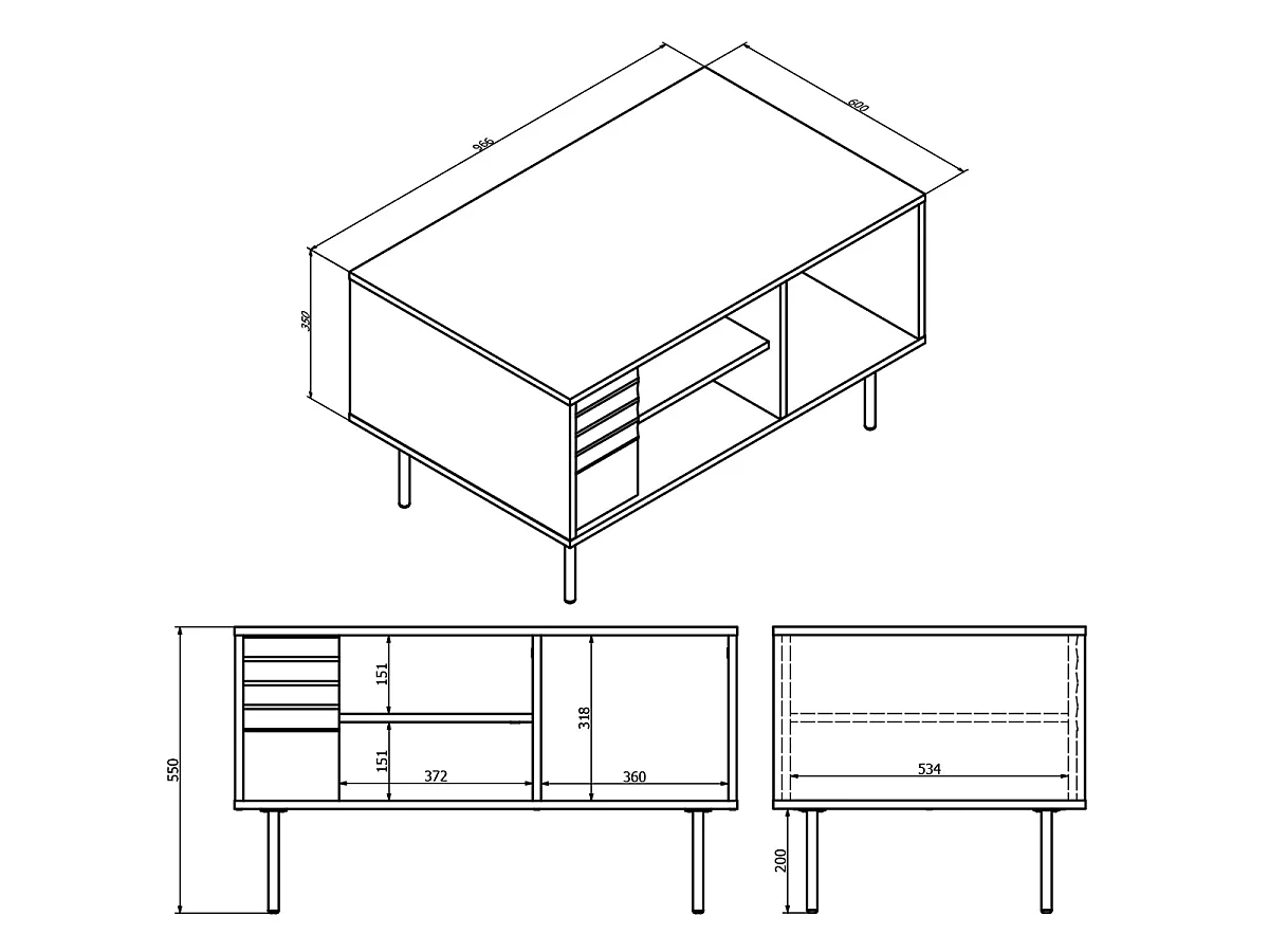 Astra Wood and Black Coffee Table