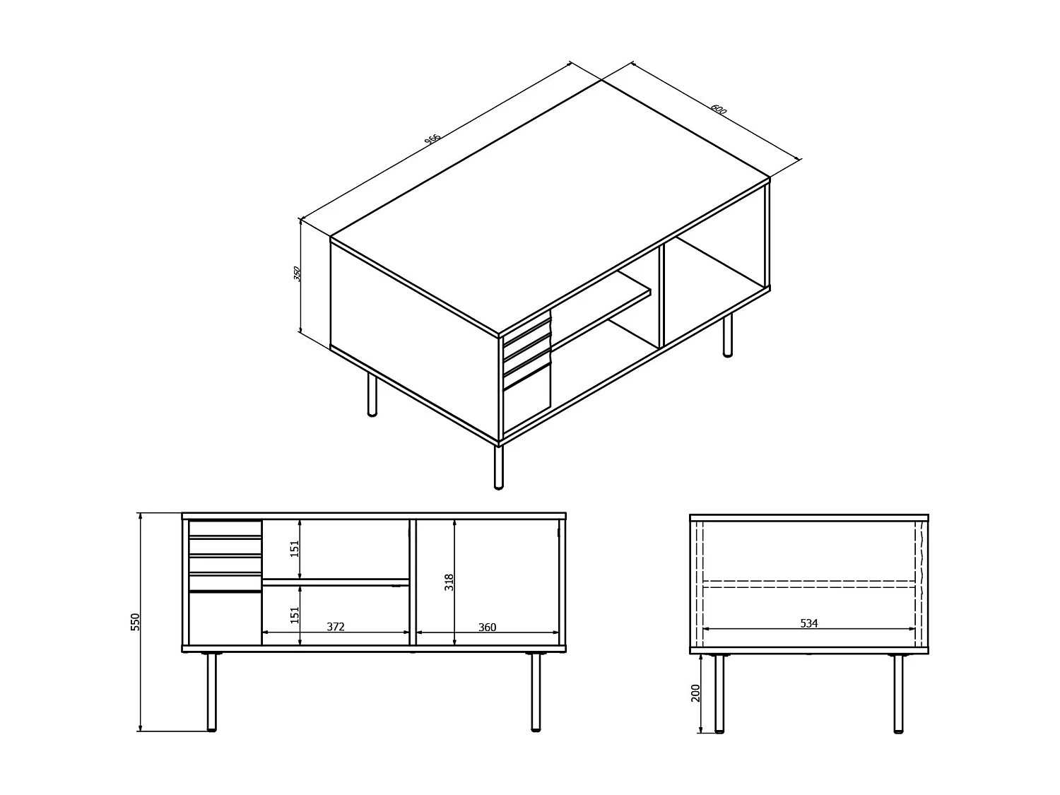 Astra salontafel Donker hout en kasjmier