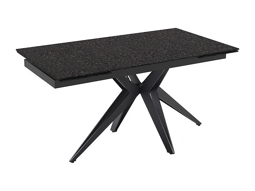 Table extensible 160 à 240 cm verre bullé gris anthracite pied étoile - ATLANTA 06