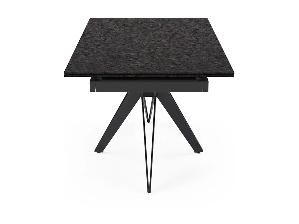 Table extensible 160 à 240 cm verre bullé gris anthracite pied étoile - ATLANTA 06