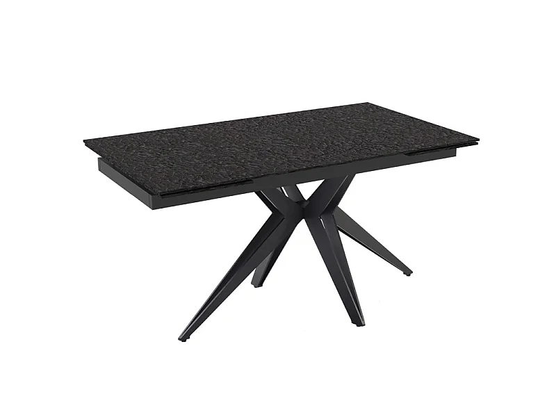 Table extensible 160 à 240 cm verre bullé gris anthracite pied étoile - ATLANTA 06