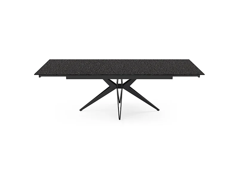 Table extensible 160 à 240 cm verre bullé gris anthracite pied étoile - ATLANTA 06