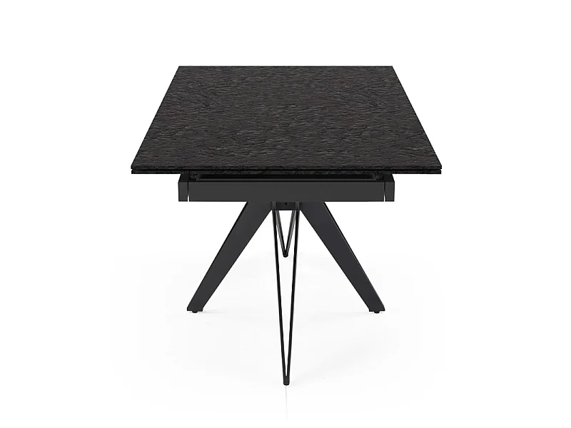 Table extensible 160 à 240 cm verre bullé gris anthracite pied étoile - ATLANTA 06