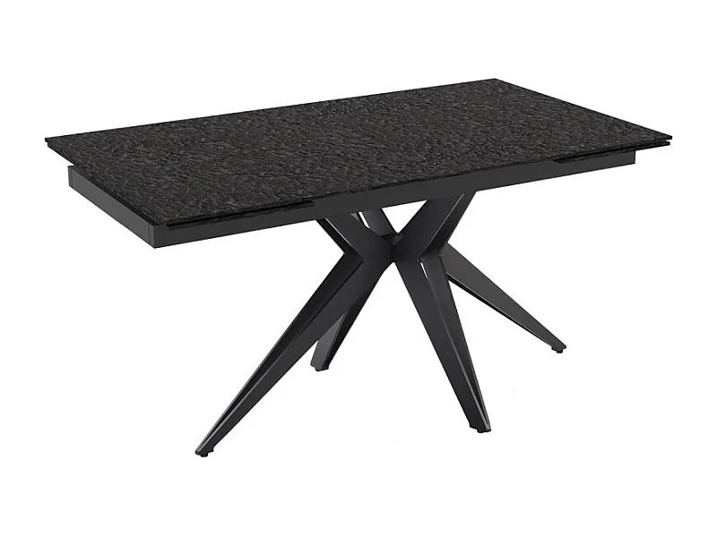 Table extensible 160 à 240 cm verre bullé gris anthracite pied étoile - ATLANTA 06