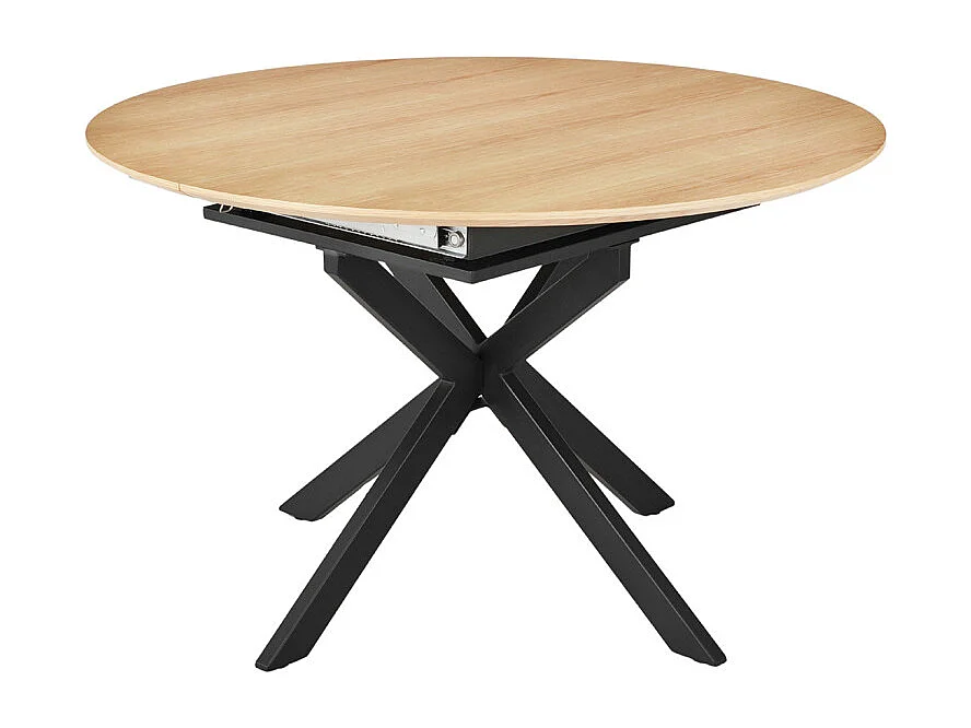 Table repas extensible 120/160 cm placage bois pieds métal – LORETTA