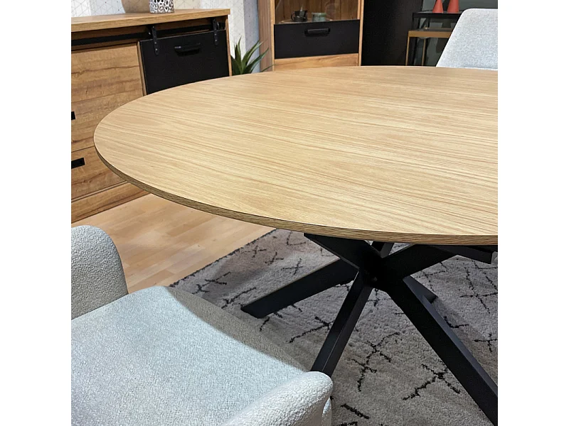 Table repas extensible 120/160 cm placage bois pieds métal – LORETTA