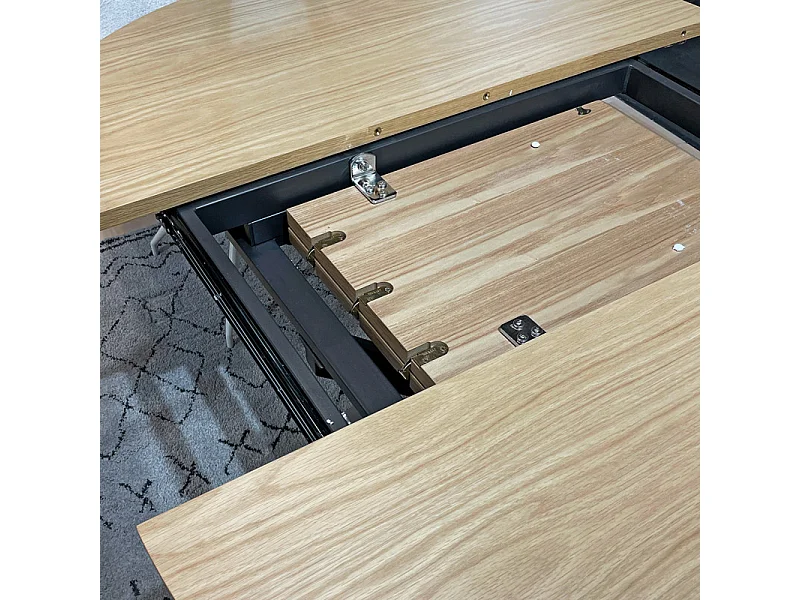 Table repas extensible 120/160 cm placage bois pieds métal – LORETTA