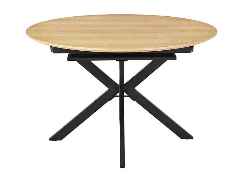 Table repas extensible 120/160 cm placage bois pieds métal – LORETTA