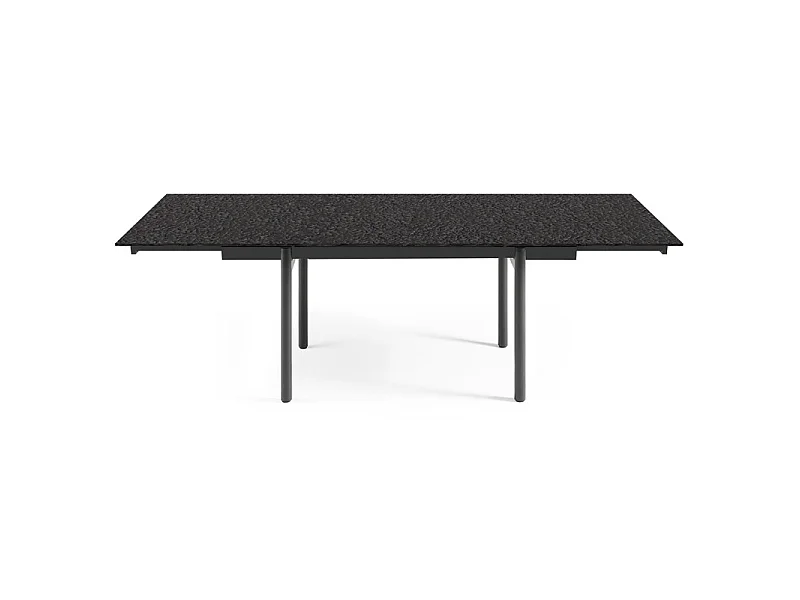 Table extensible 160 à 240 cm verre bullé gris anthracite pieds droits - ATLANTA 09