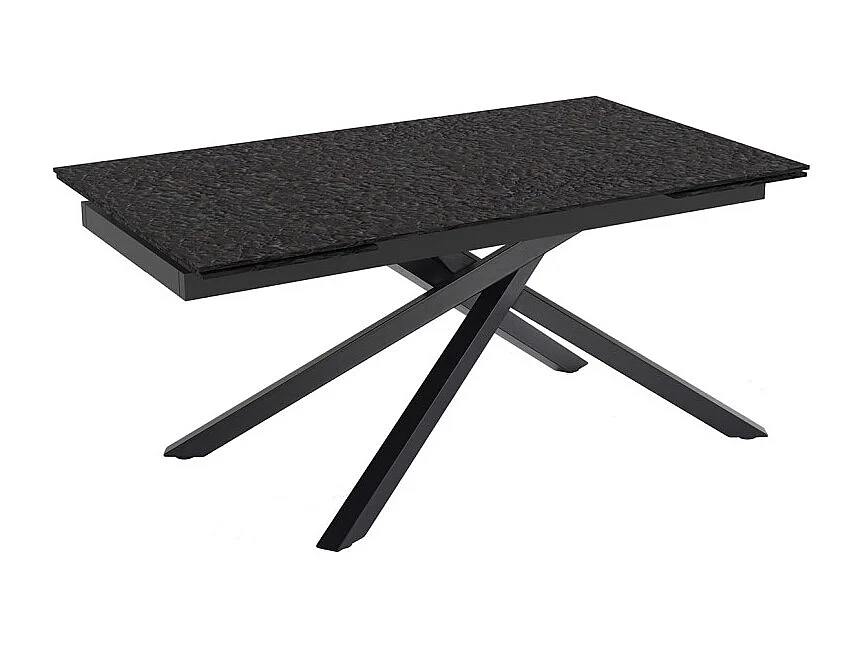 Table extensible 160 à 240 cm verre bullé gris anthracite pied torsadé - ATLANTA 05