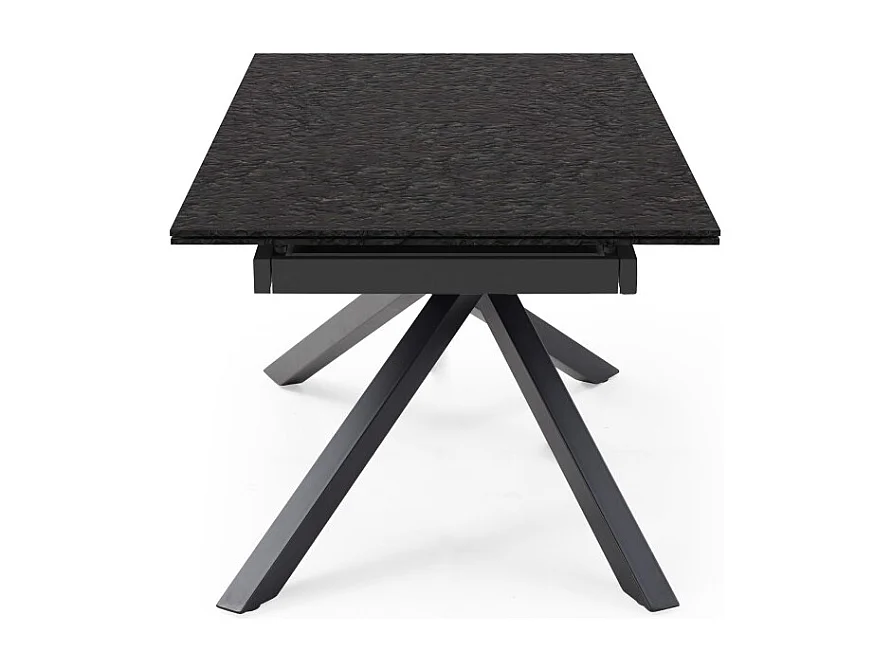 Table extensible 160 à 240 cm verre bullé gris anthracite pied torsadé - ATLANTA 05