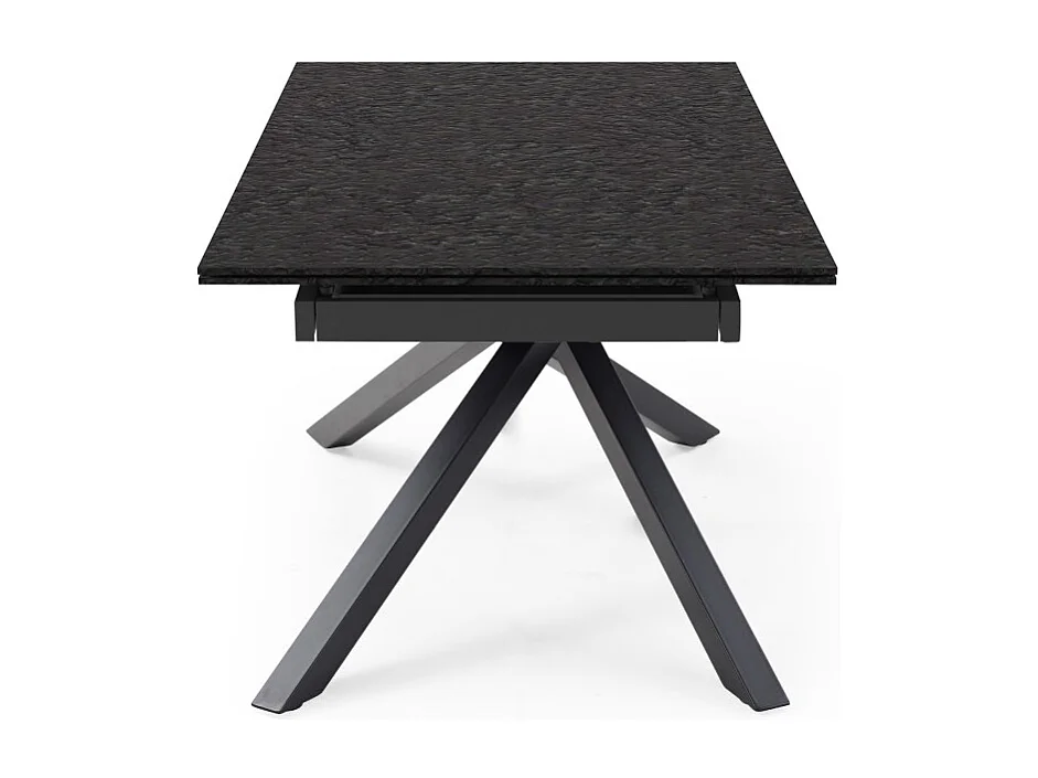 Table extensible 160 à 240 cm verre bullé gris anthracite pied torsadé - ATLANTA 05