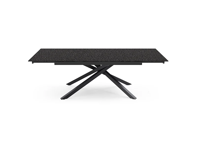 Table extensible 160 à 240 cm verre bullé gris anthracite pied torsadé - ATLANTA 05