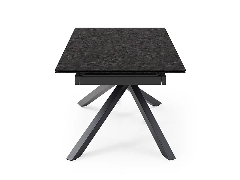 Table extensible 160 à 240 cm verre bullé gris anthracite pied torsadé - ATLANTA 05