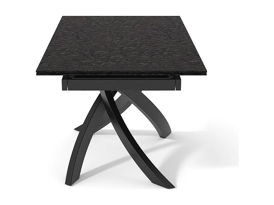 Table extensible 160 à 240 cm verre bullé gris anthracite pied entrecroisé - ATLANTA 11