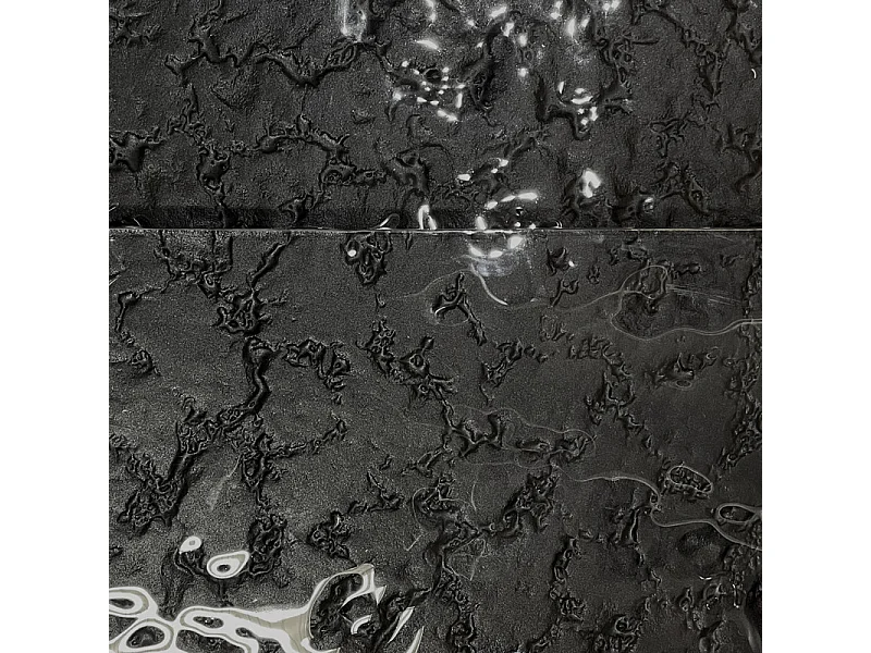 Table extensible 160 à 240 cm verre bullé gris anthracite pied entrecroisé - ATLANTA 11