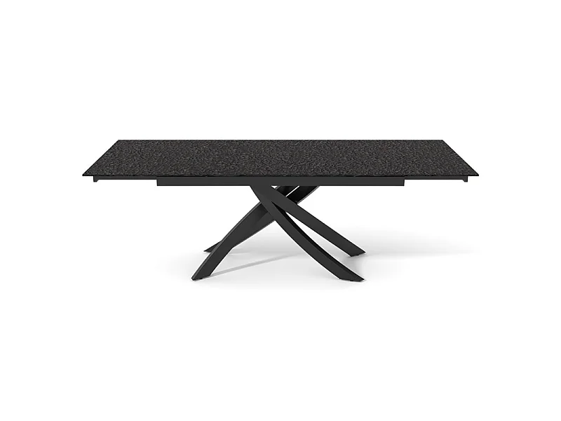 Table extensible 160 à 240 cm verre bullé gris anthracite pied entrecroisé - ATLANTA 11