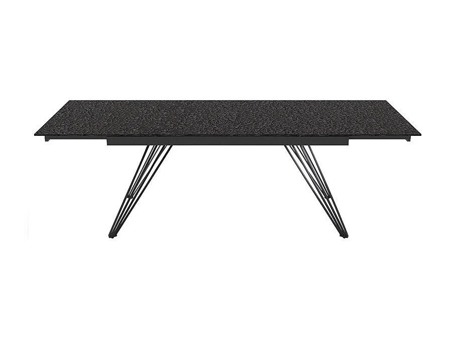 Table extensible 180 à 260 cm verre bullé gris anthracite pieds filaires - ATLANTA 01