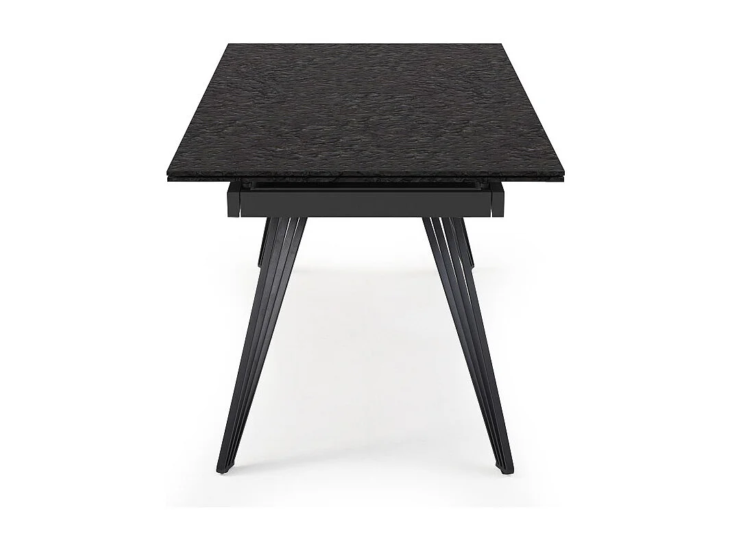 Table extensible 180 à 260 cm verre bullé gris anthracite pieds filaires - ATLANTA 01