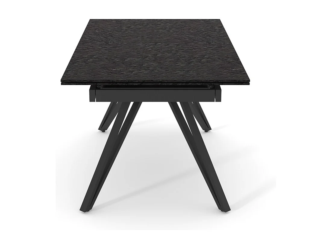 Table extensible 180 à 260 cm verre bullé gris anthracite pieds en V - ATLANTA 10