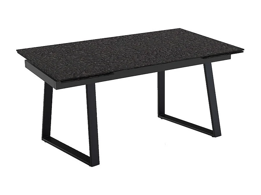 Table extensible 180 à 260 cm verre bullé gris anthracite pieds luge - ATLANTA 02