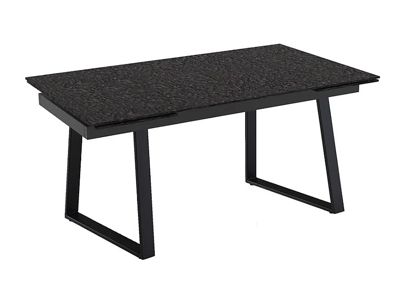 Table extensible 180 à 260 cm verre bullé gris anthracite pieds luge - ATLANTA 02