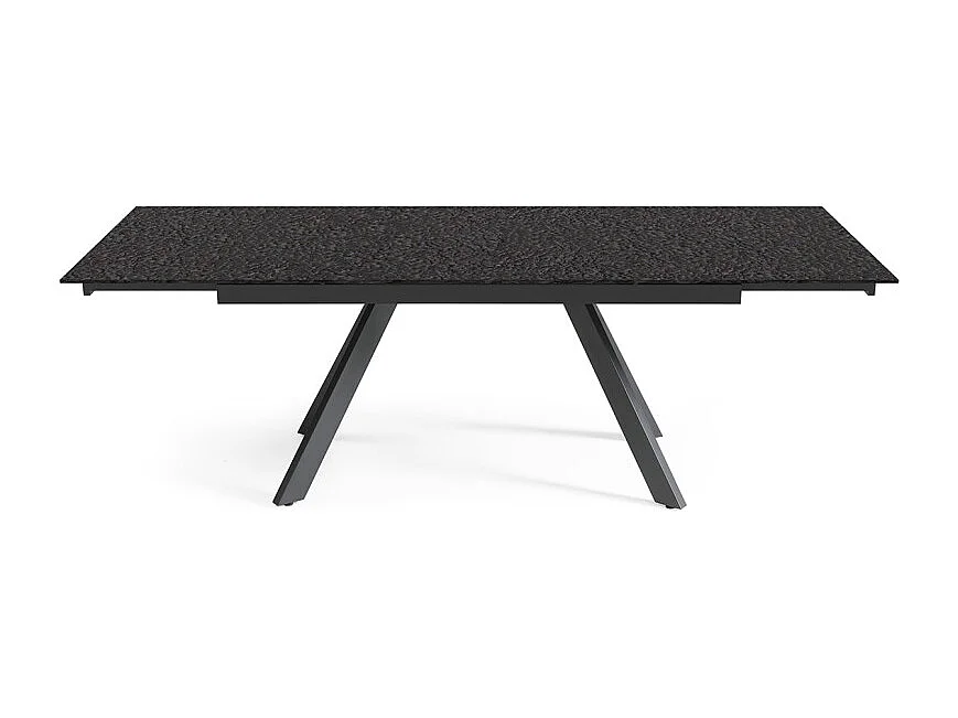 Table extensible 180 à 260 cm verre bullé gris anthracite pieds inclinés - ATLANTA 08