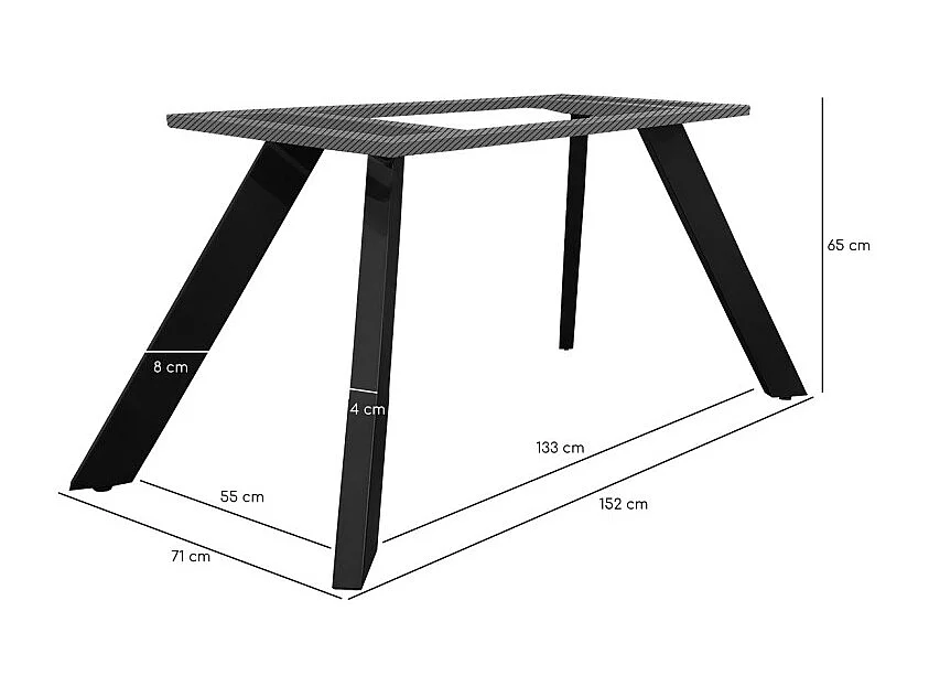 Table extensible 180 à 260 cm verre bullé gris anthracite pieds inclinés - ATLANTA 08