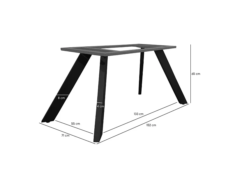 Table extensible 180 à 260 cm verre bullé gris anthracite pieds inclinés - ATLANTA 08