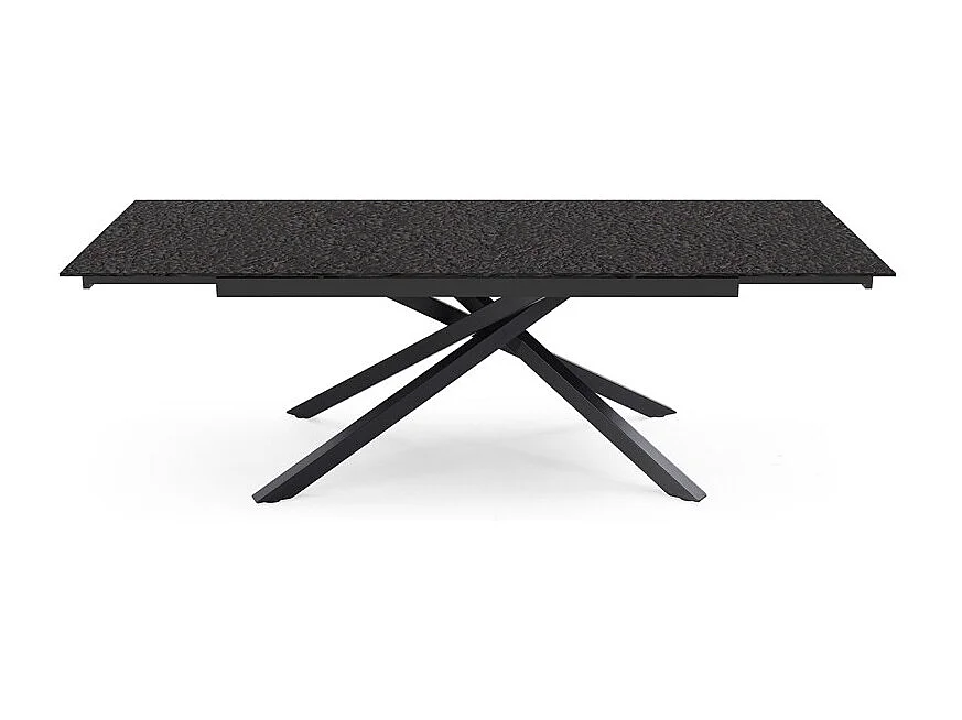 Table extensible 180 à 260 cm verre bullé gris anthracite pied torsadé - ATLANTA 05