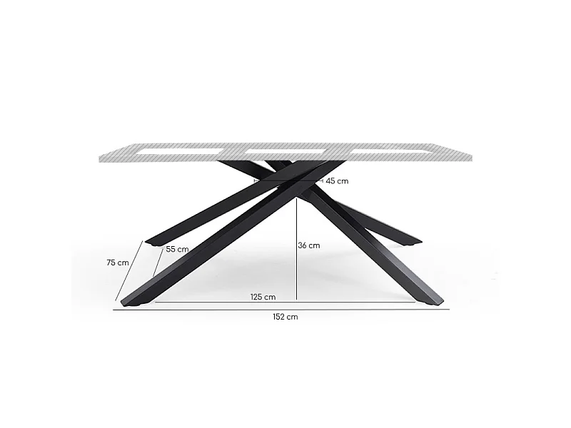 Table extensible 180 à 260 cm verre bullé gris anthracite pied torsadé - ATLANTA 05