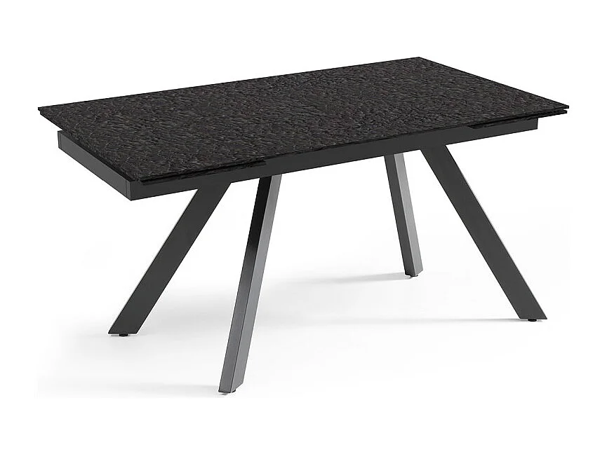 Table extensible 160 à 240 cm verre bullé gris anthracite pieds inclinés - ATLANTA 08