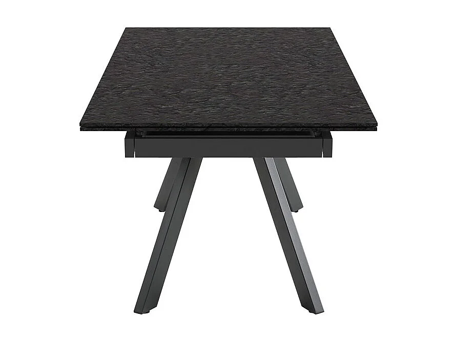 Table extensible 160 à 240 cm verre bullé gris anthracite pieds inclinés - ATLANTA 08