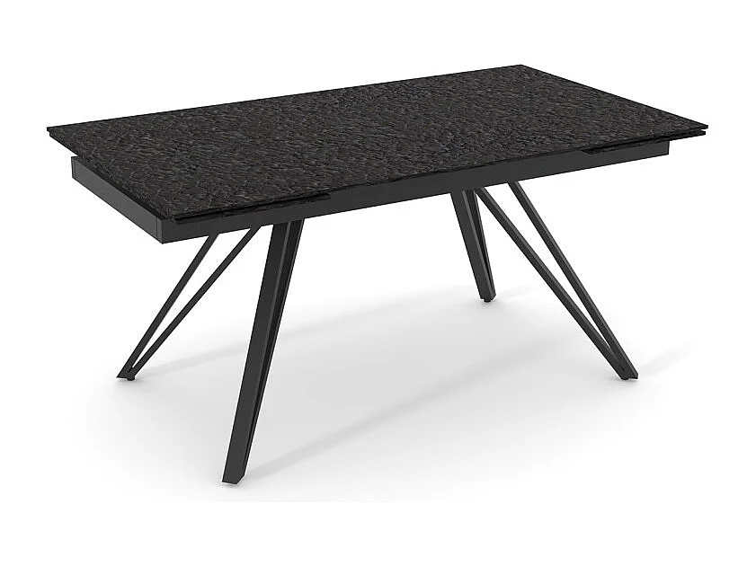 Table extensible 160 à 240 cm verre bullé gris anthracite pieds V - ATLANTA 10
