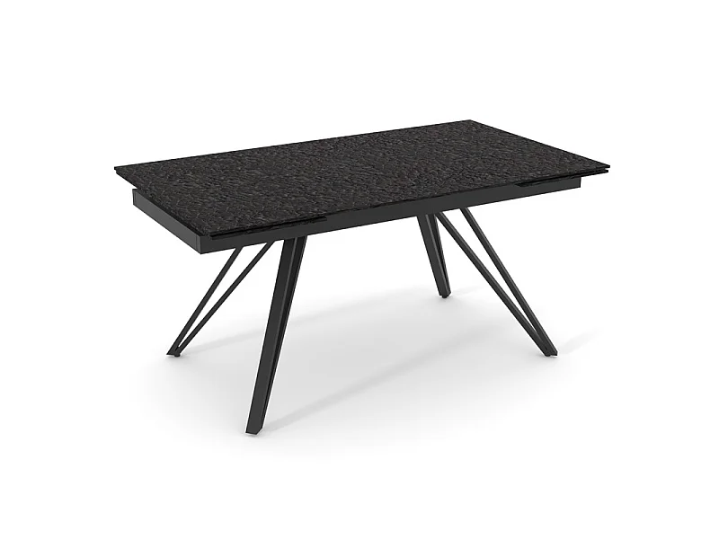 Table extensible 160 à 240 cm verre bullé gris anthracite pieds V - ATLANTA 10