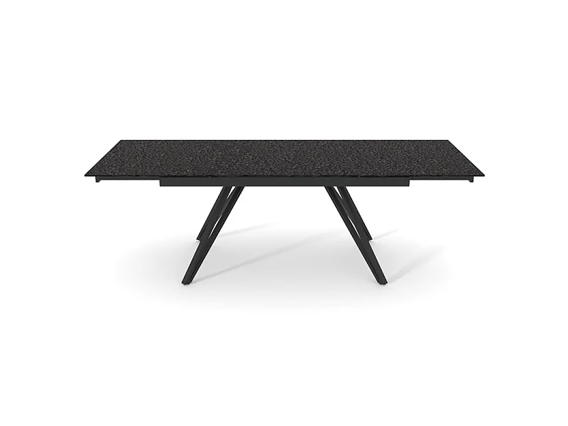 Table extensible 160 à 240 cm verre bullé gris anthracite pieds V - ATLANTA 10