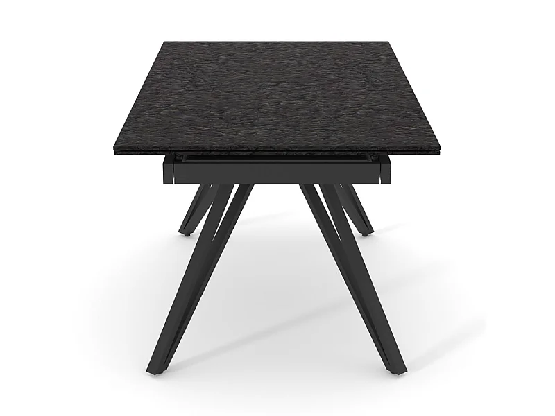 Table extensible 160 à 240 cm verre bullé gris anthracite pieds V - ATLANTA 10