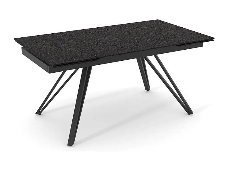 Table extensible 160 à 240 cm verre bullé gris anthracite pieds V - ATLANTA 10