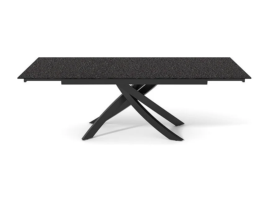 Table extensible 180 à 260 cm verre bullé gris anthracite pied entrecroisé - ATLANTA 11