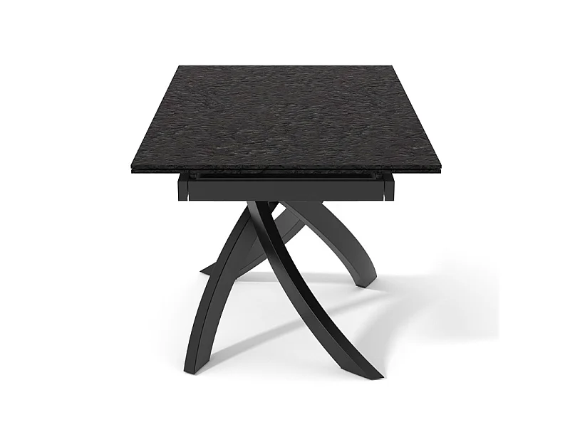 Table extensible 180 à 260 cm verre bullé gris anthracite pied entrecroisé - ATLANTA 11