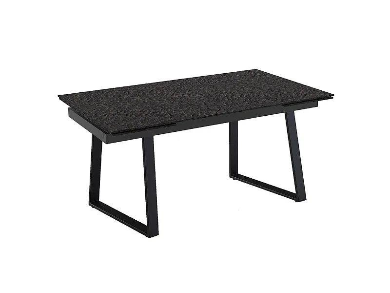 Table extensible 160 à 240 cm verre bullé gris anthracite pieds luge - ATLANTA 02