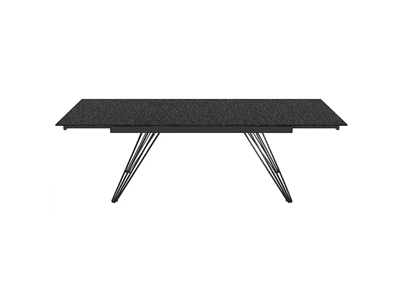 Table extensible 160 à 240 cm verre bullé gris anthracite pieds filaires - ATLANTA 01