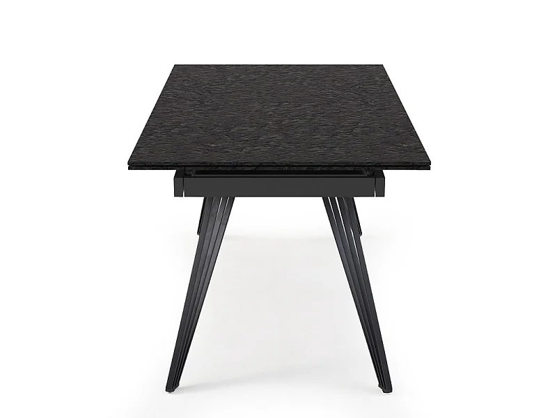 Table extensible 160 à 240 cm verre bullé gris anthracite pieds filaires - ATLANTA 01