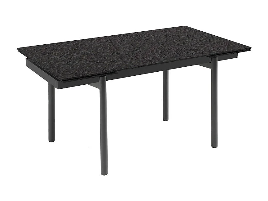 Table extensible 180 à 260 cm verre bullé gris anthracite pieds droits - ATLANTA 09