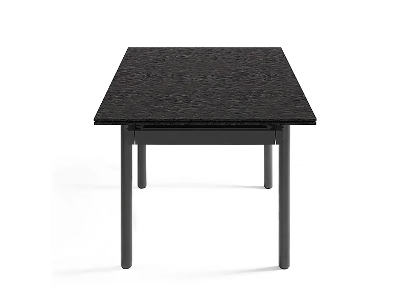 Table extensible 180 à 260 cm verre bullé gris anthracite pieds droits - ATLANTA 09