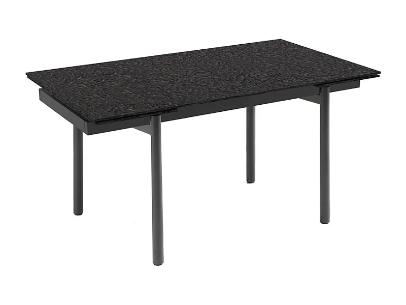 Table extensible 180 à 260 cm verre bullé gris anthracite pieds droits - ATLANTA 09