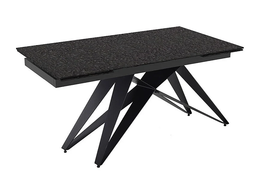Table extensible 160 à 240 cm verre bullé gris anthracite pied géométrique - ATLANTA 03