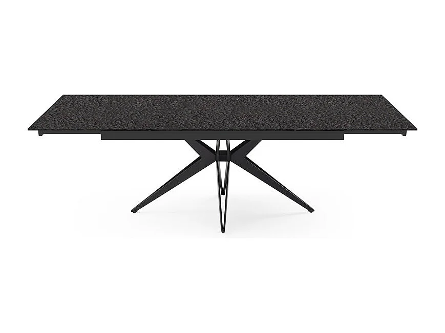 Table extensible 180 à 260 cm verre bullé gris anthracite pied étoile - ATLANTA 06