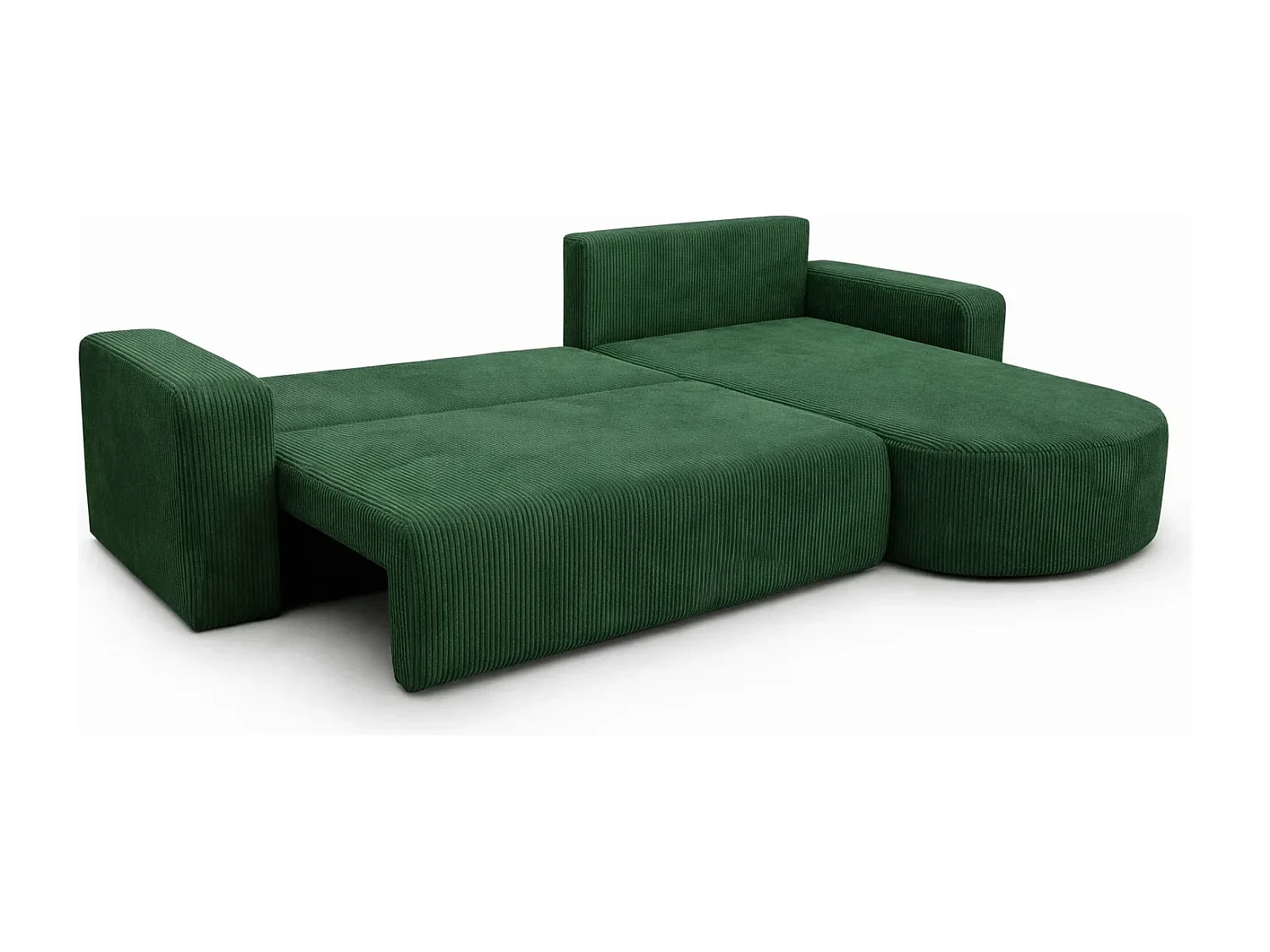 Canapé d’angle XL réversible et convertible BOSS – Velours côtelé vert bouteille avec coffre de rangement