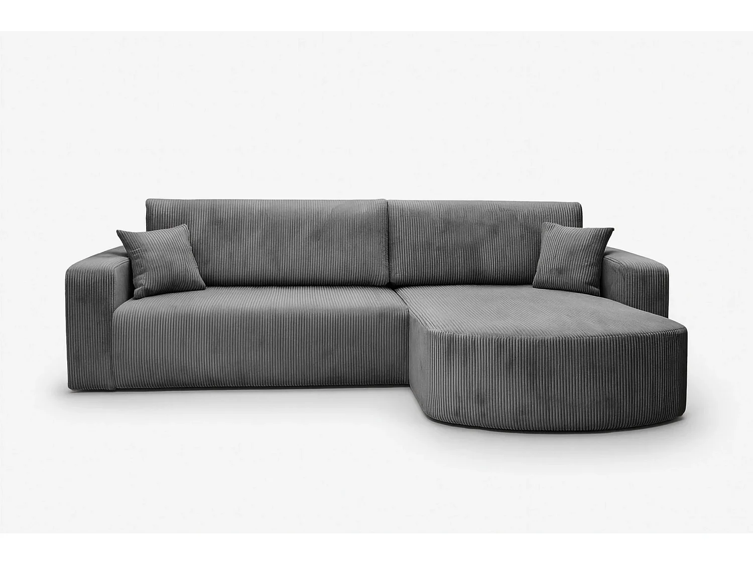 Canapé d’angle XL réversible et convertible BOSS – Velours côtelé gris avec coffre de rangement